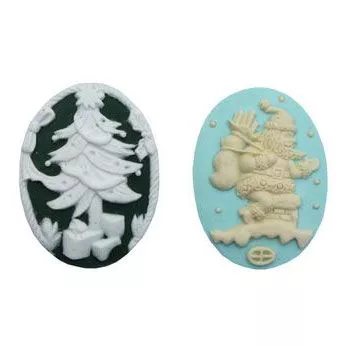 Набор камей "Дед Мороз и новогодняя ель", 2 шт (ScrapBerry's)