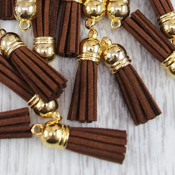 Украшение для обложки "Кисточка темно-коричневая 2. Золотой колпачок", 3,8 см, 1 шт