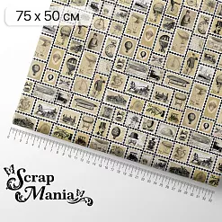 Отрез ткани 75х50 см "Мужской винтаж. Марки" (ScrapMania) Отрез ткани 75х50 см "Мужской винтаж. Марки" (ScrapMania)
