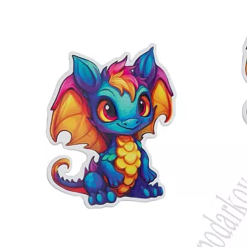 Акриловое украшение "Дракончик синий с желтым", 3,5х4 см