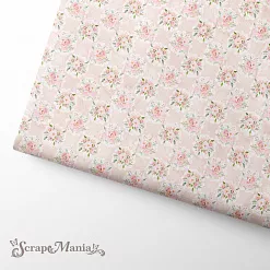 Отрез ткани 75х50 см "Свадебный букет. Цветы на розовом" (ScrapMania)