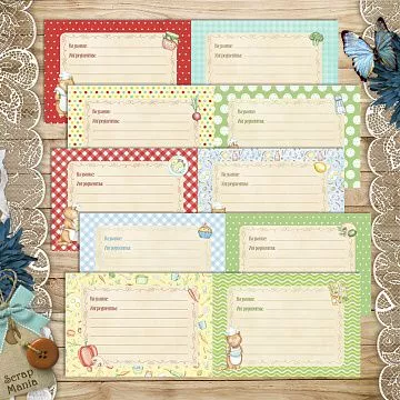Набор листов 10х30 см "Усатый поваренок. Рецепты", 5 листов (ScrapMania)