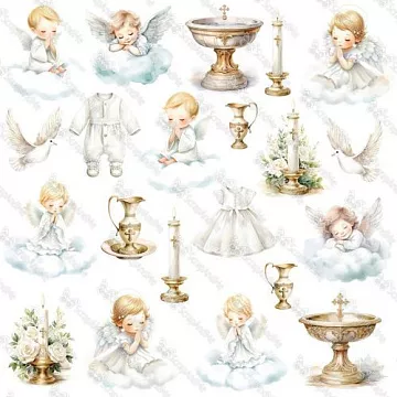 Бумага 30х30 см "White Roses. Christening 2" (ScrapAndMe)