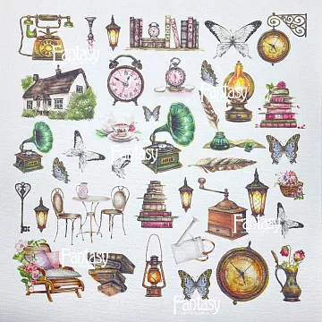 Тканевый лист 30х30 см "Вдали от суеты 16. Для вырезания" (Fantasy)