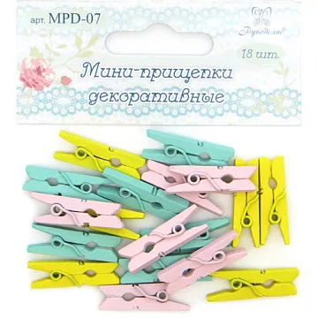Набор деревянных прищепок "Лимонный, мятный, розовый" (Рукоделие)
