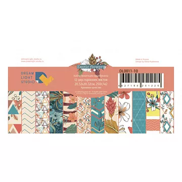 Набор бумаги 20х20 см "Exotic Flowers", 12 листов (DreamLight Studio)