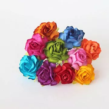 Букет кудрявых роз "Яркий микс", 3 см, 10 шт (Craft)