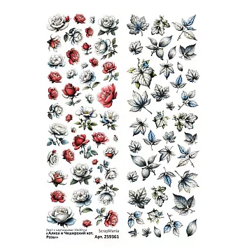 Лист с картинками 10х30 см "Алиса и Чеширский кот. Розы" (ScrapMania)