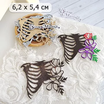 Нож "Готическая эстетика. Грудная клетка с цветами", 6,2х5,4 см (ScrapMania)