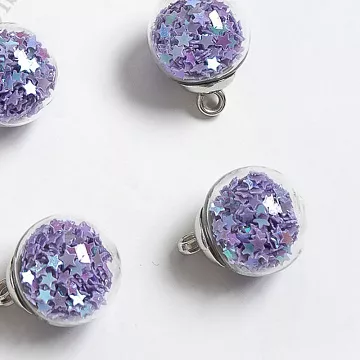 Набор стеклянных подвесок "Шар. Звездочки фиолетовые", 1,6 см, 2 шт