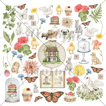 Бумага 30х30 см "Деревенские мотивы. Картинки для вырезания" (Summer studio)
