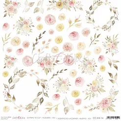Бумага 30х30 см "Flowers 14. Картинки для вырезания" (CraftO'clock)