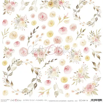 Бумага 30х30 см "Flowers 14. Картинки для вырезания" (CraftO'clock)