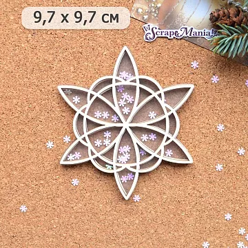 Шейкер "Фономикс. Новогодний. Снежинка 2 большая", 9,7х9,7 см (ScrapMania)