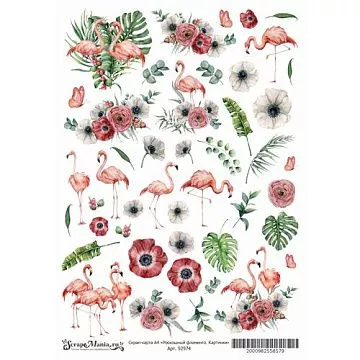 Скрап-карта А4 "Роскошный фламинго. Картинки" (ScrapMania)