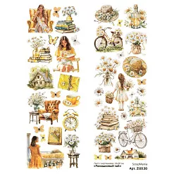 Лист с картинками 10х30 см "Ромашковый чай" (ScrapMania) Лист с картинками 10х30 см "Ромашковый чай" (ScrapMania)