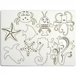 Набор украшений из чипборда "Морские жители" (AL)