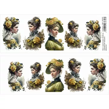 Лист с картинками 10х30 см "Затерянная среди роз. Девушка" (ScrapMania)