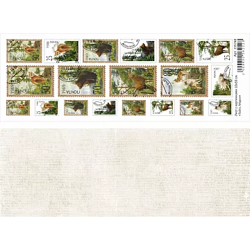 Лист с картинками 10х30 см "Тайга. Марки" (ScrapMania)