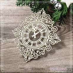 Чипборд "Часы в ажурной рамке. Ромб. Средние" (СкрапМагия)