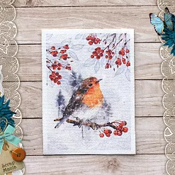 Тканевая карточка "Снежная клюква. Птица" (ScrapMania)