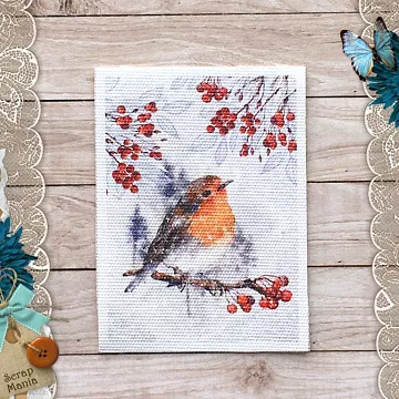 Тканевая карточка "Снежная клюква. Птица" (ScrapMania)