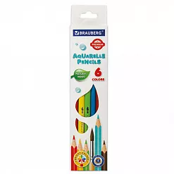 Набор акварельных карандашей "Premium aquarelle", 6 цветов (Brauberg)