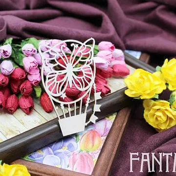 Украшение из чипборда "Бабочка на воздушном шаре 1987" (Fantasy)