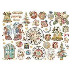 Набор вырубок из плотного картона "Christmas greeting", 48 шт (Stamperia)