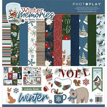 Набор бумаги 30х30 см с наклейками "Winter Memories", 12 листов (Photo Play)
