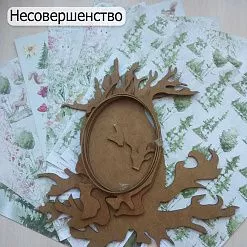 БРАК Комплект бумаги 30х30 см, 9 шт и заготовка из дерева