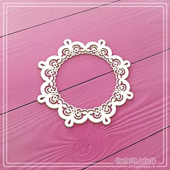 Чипборд "Кружевная рамка. Круг мини", 6,3х6,3 см (СкрапМагия)