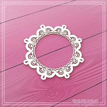 Чипборд "Кружевная рамка. Круг мини", 6,3х6,3 см (СкрапМагия)