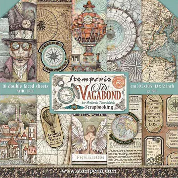 Набор бумаги 30х30 см "Sir Vagabond", 10 листов (Stamperia)