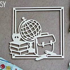 Чипборд "Рамка. Школа 1338", 8,2х8,2 см (Fantasy)