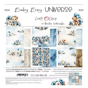 Набор бумаги 30х30 см "Baby Boy Universe", 6 листов (Craft O'Clock)
