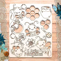 Чипборд "Пчелки", 12х15 см (ScrapMania)
