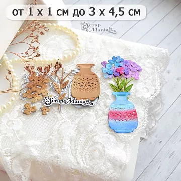 Нож "Цветочный комплимент. Глиняная ваза с цветами", 3х4,5 см (ScrapMania)
