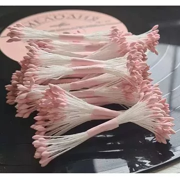 Тычинки "Капли. Розовые на белой нити", 25 шт (AgiArt)