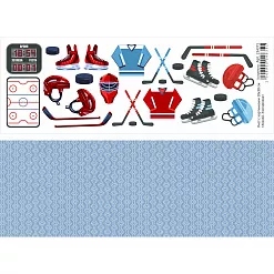 Лист с картинками 10х30 см "Хоккей. Экипировка" (ScrapMania)