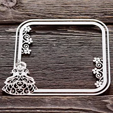 Украшение из чипборда "Квадратная рамочка с принцессой" (ArtLines)