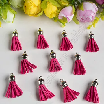 Украшение для обложки "Кисточка фуксия. Серебряный колпачок", 3,8 см, 1 шт