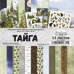 Набор бумаги 20х20 см "Тайга", 12 листов (ScrapMania)