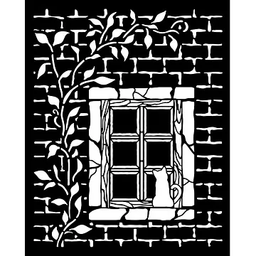 Трафарет 20х25 см "Herbarium Silvae. Кошка в окошке" (Stamperia)