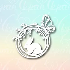 Чипборд "Кролик с бабочкой", 5,1х5,2 см (LeoMammy)