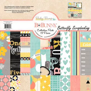 Набор бумаги 30х30 см с наклейками "Baby Bump", 18 листов (BoBunny)
