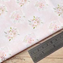 Отрез ткани 75х50 см "Свадебный букет. Цветы на розовом" (ScrapMania)