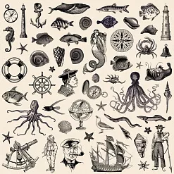 Бумага "Мой капитан. Морская жизнь" (ScrapMania) Бумага "Мой капитан. Морская жизнь" (ScrapMania)