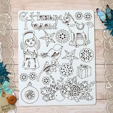 Чипборд "Румяный Новый Год. С Новым Годом" (ScrapMania)