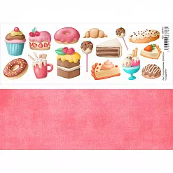 Лист с картинками 10х30 см "Сладости" (ScrapMania) Лист с картинками 10х30 см "Сладости" (ScrapMania)